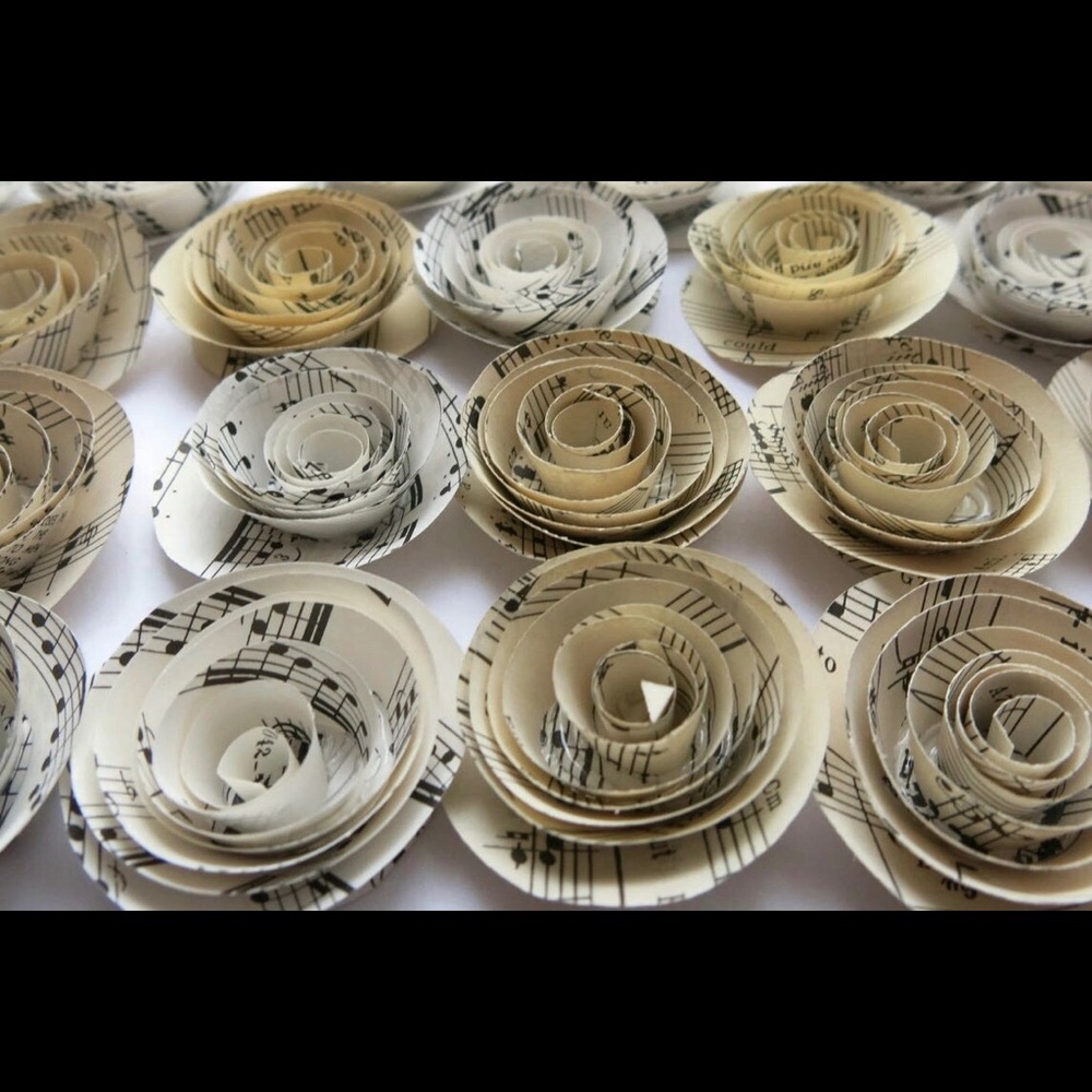 24 Vintage sheet music paper flowers